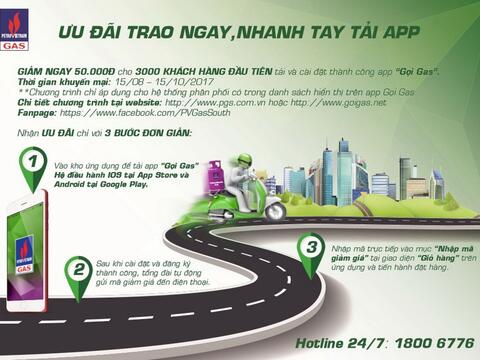 27 tỉnh thành phía Nam đồng loạt nhận Khuyến mãi Ứng dụng “GỌI GAS”